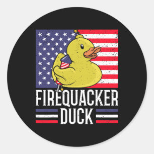 Firequacker Duck 4. Juli Firecracker Independe Runder Aufkleber