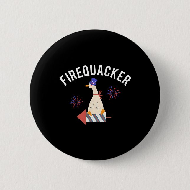 Firequacker Funny 4. Juli Patriotische Alberne Goo Button (Vorderseite)