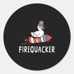 Firequacker Funny 4. Juli Patriotische Alberne Goo Runder Aufkleber