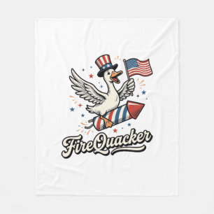 FireQuacker Patriotische Gans Vintage 4. Juli Dek Fleecedecke