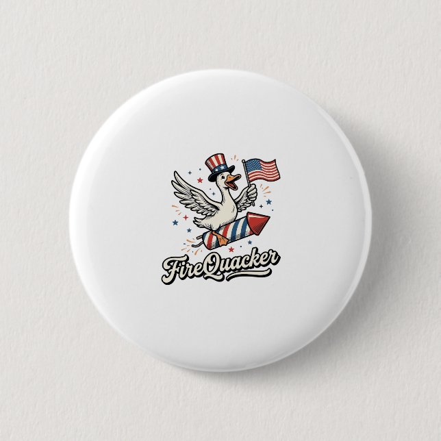 FireQuacker Patriotische Gans Vintage 4. Juli Deko Button (Vorderseite)