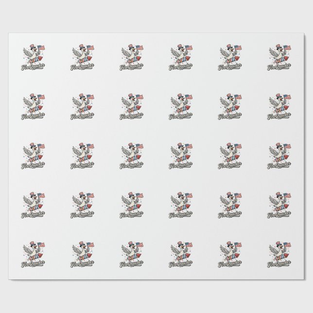 FireQuacker Patriotische Gans Vintage 4. Juli Deko Geschenkpapier (Flach)