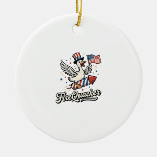 FireQuacker Patriotische Gans Vintage 4. Juli Deko Keramik Ornament
