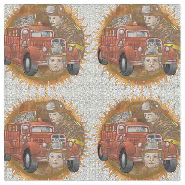 Fireruck Buddy Firefighter Fabric Stoff (Nahaufnahme)
