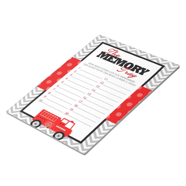 Fireruck Memory Tray Baby Shower Game - 40 Pack Notizblock (angewinkelt)