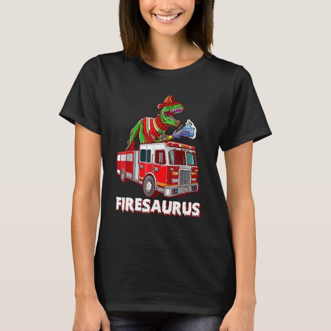 Firesaurus Firefighter Saurus Cute Firetruck Firem T-Shirt (Vorderseite)