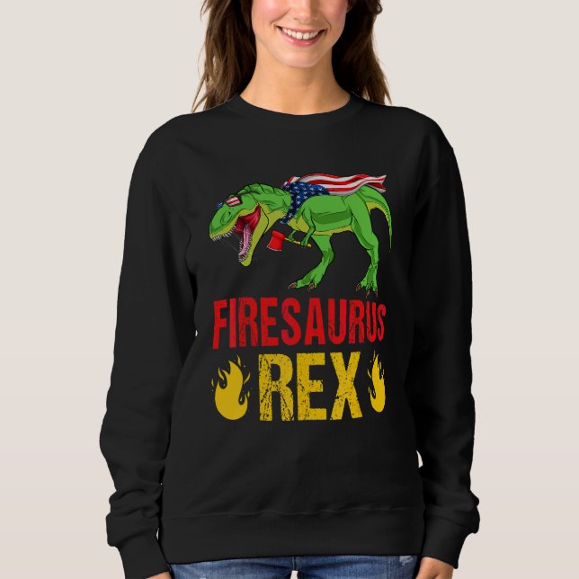 Firesaurus Rex Dinosaurier Vintage Feuerwehrmann F Sweatshirt (Vorderseite)