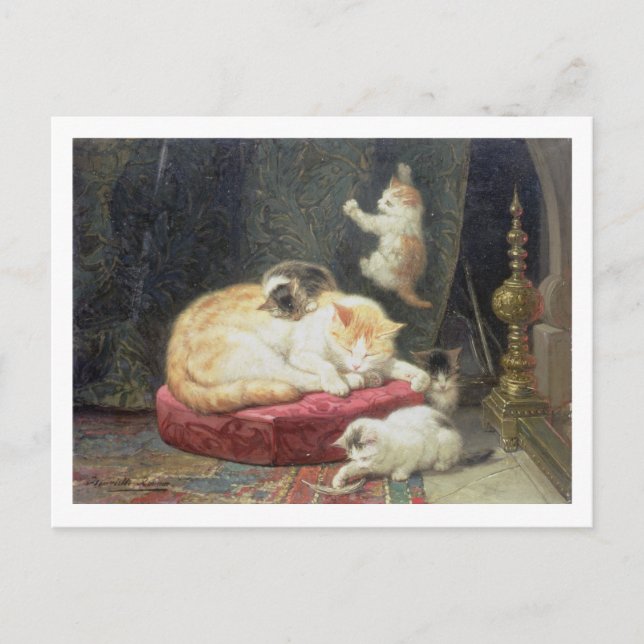 Fireside Bliss (Öl auf Tafel) Postkarte (Vorderseite)