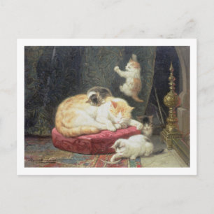 Fireside Bliss (Öl auf Tafel) Postkarte