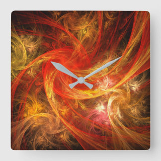 Firestorm Abstrakter Kunstplatz Quadratische Wanduhr