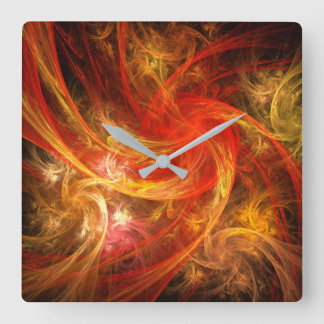 Firestorm Nova Abstrakter Kunstplatz Quadratische Wanduhr
