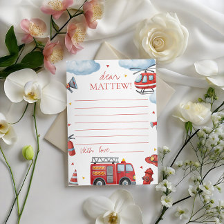 Firetruck Birthday Time Capsule Card Einladung