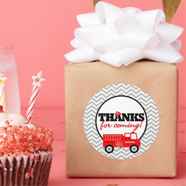 Firetruck Danke Gastgeschenk Stickers (Party)