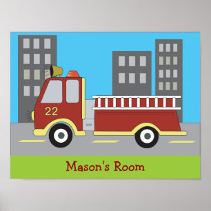 FIRETRUCK Fire Motor Boys Room Print Poster