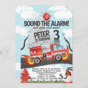 Firetruck-Geburtstags-Party Einladung laden ein