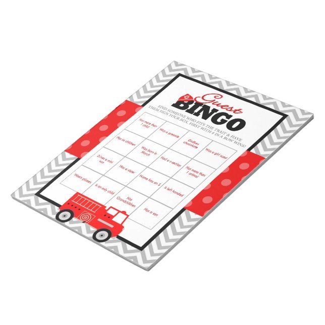 Firetruck Guest Bingo Baby Shower Game - 40 Pack Notizblock (angewinkelt)