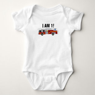 Firetruck I am 1 Geburtstag Baby Bodysuit Strampler