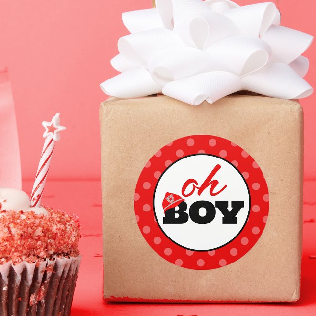 Firetruck Oh Boy Baby Shower Party Stickers (Von Creator hochgeladen)
