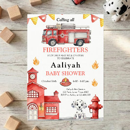 firetruck party firefighter vehicle baby shower einladung