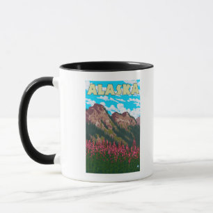 Fireweed mit GebirgsVintagem Reise-Plakat Tasse