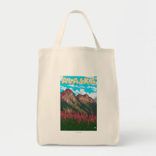 Fireweed mit GebirgsVintagem Reise-Plakat Tragetasche