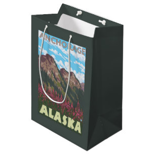 Fireweed u. Berge - Anchorage, Alaska Mittlere Geschenktüte