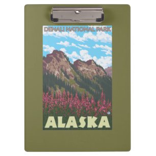 Fireweed u. Berge - Denali Nationalpark, Klemmbrett