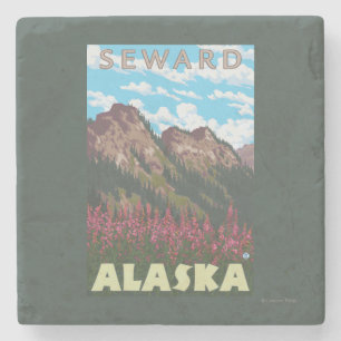 Fireweed u. Berge - Seward, Alaska Steinuntersetzer