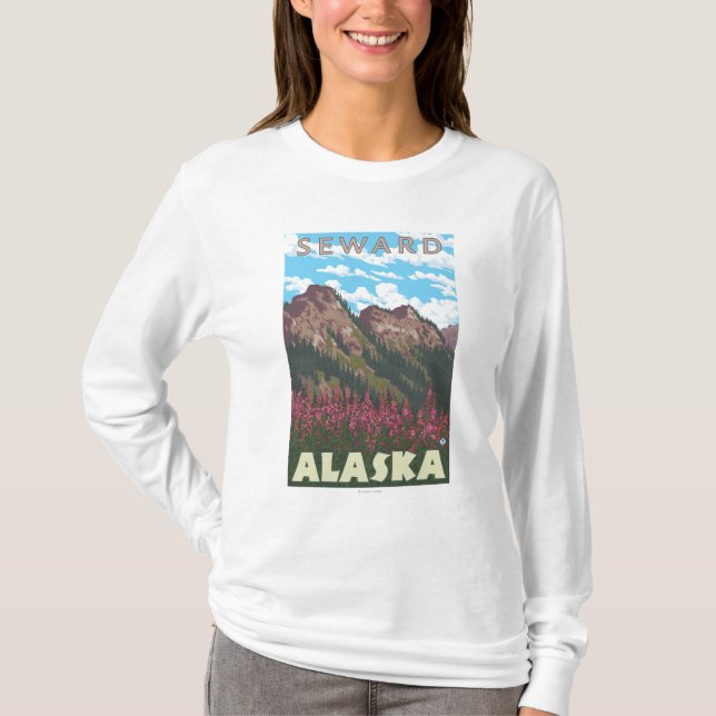 Fireweed u. Berge - Seward, Alaska T-Shirt (Vorderseite)