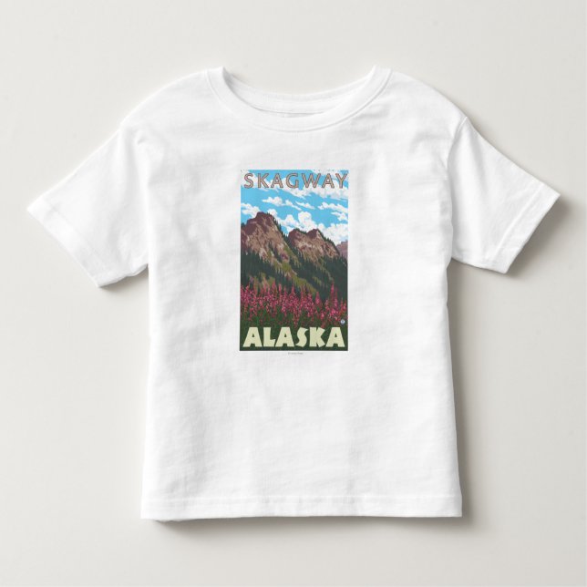 Fireweed u. Berge - Skagway, Alaska Kleinkind T-shirt (Vorderseite)