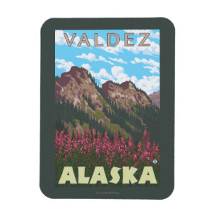 Fireweed u. Berge - Valdez, Alaska Magnet