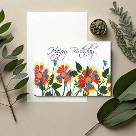 Firewheel Feld — Botanische Geburtstagskarte Karte
