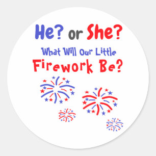 Firework American Gender Reveal Runder Aufkleber