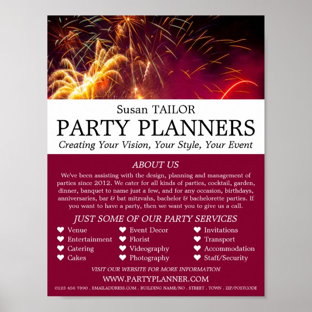 Firework-Anzeige, Party-Event-Plannerwerbung Poster (Vorne)
