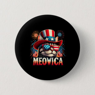 Firework Cat Funny Patriotic Kitty Cat Meowica 4. Button