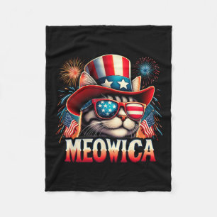 Firework Cat Funny Patriotic Kitty Cat Meowica 4. Fleecedecke