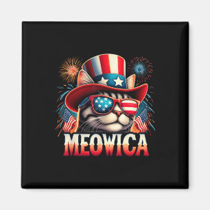 Firework Cat Funny Patriotic Kitty Cat Meowica 4. Magnet