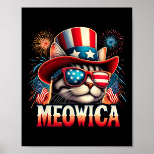 Firework Cat Funny Patriotic Kitty Cat Meowica 4. Poster