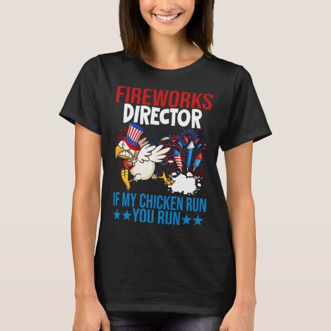 Firework Director Happy 4th Of July American Flag  T-Shirt (Vorderseite)