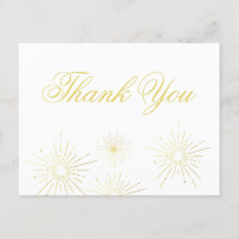 Firework Elegantes Gold Script Vielen Dank Postcar