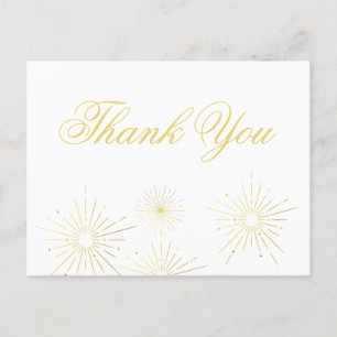 Firework Elegantes Gold Script Vielen Dank Postcar Postkarte
