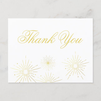 Firework Elegantes Gold Script Vielen Dank Postcar Postkarte
