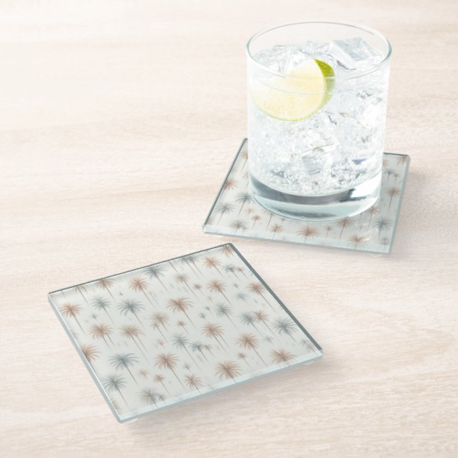 Firework Palms Glasuntersetzer (Schrägansicht)