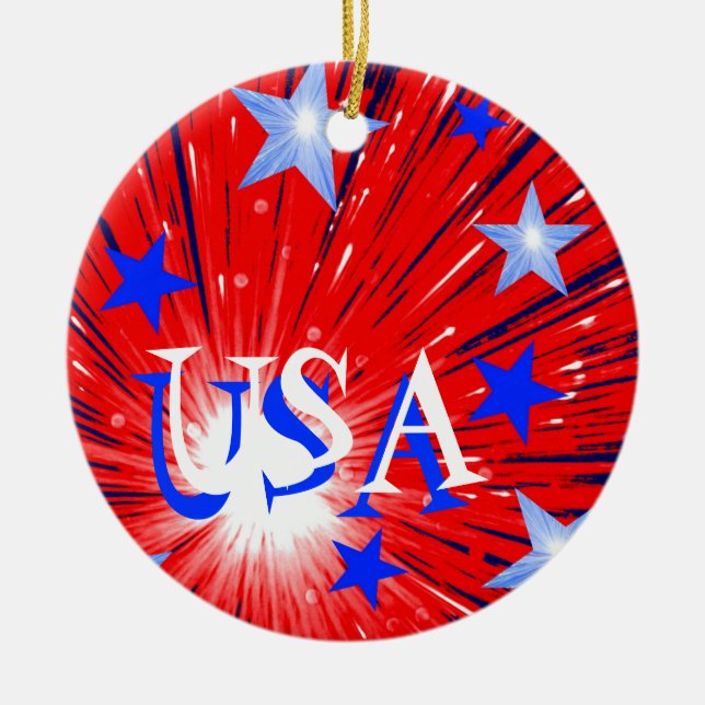 Firework Red White Blue 'USA' Ornament (Vorne)
