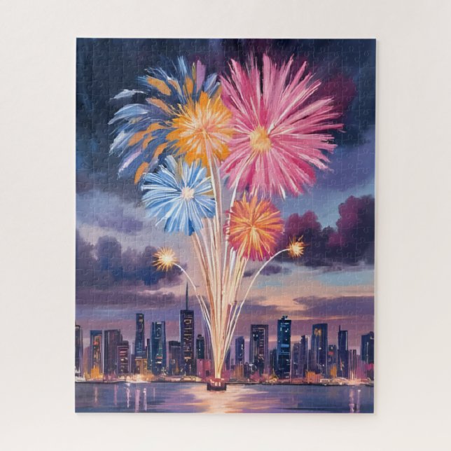 Firework Show | New Year’s Eve Watercolor Puzzle (Vertikal)
