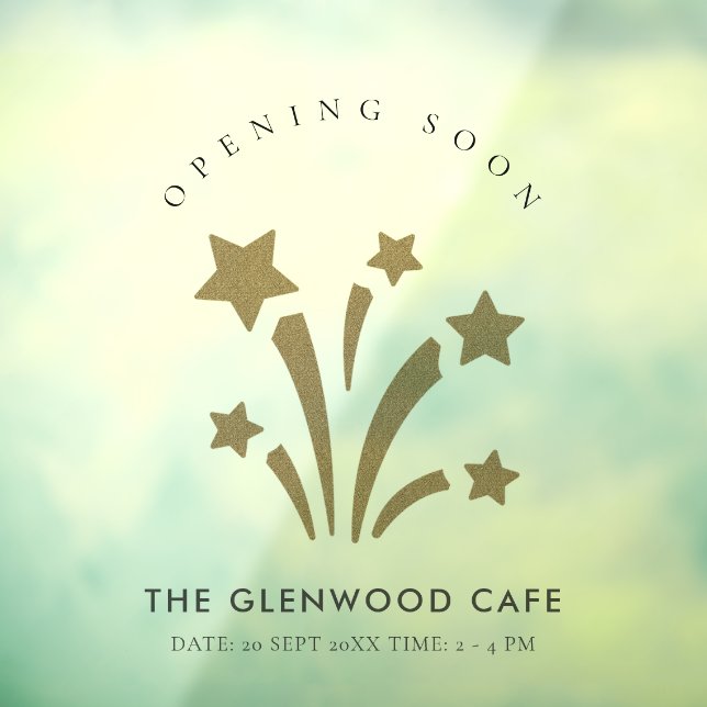 Firework Star Gold Glitzer bald eröffnet Fensteraufkleber (Blatt 3)