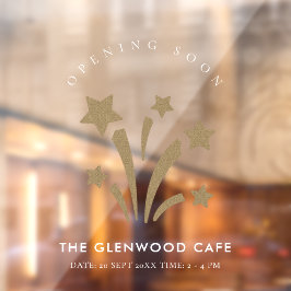 Firework Star Gold White Opening bald kommen Fensteraufkleber