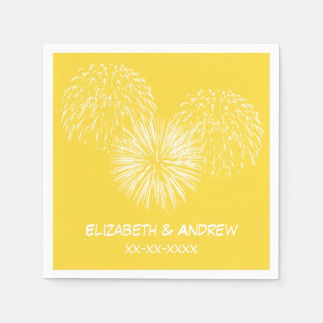 Fireworks, Ananas-Hintergrund, Name Monogram Serviette (Vorderseite)