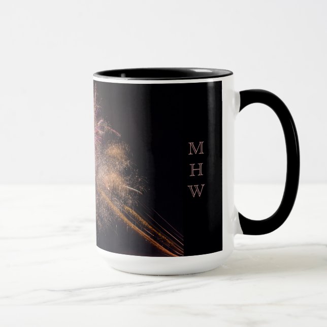 Fireworks benutzerdefinierte Monogramm-Tasse Tasse (Rechts)