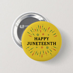 Fireworks Black Independence Day Happy Juneteenth Button